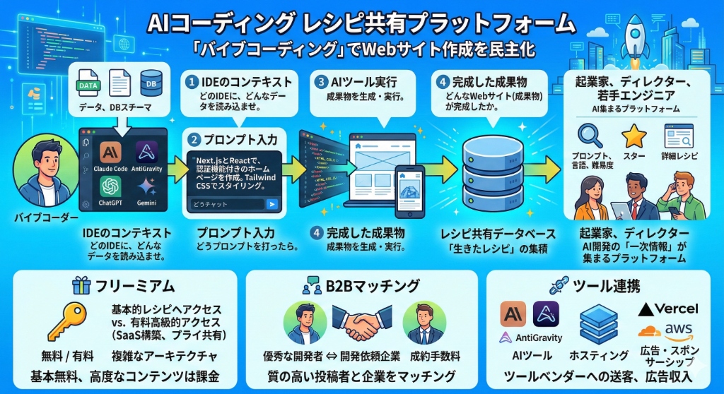 AIコーディング レシピ共有プラットフォーム